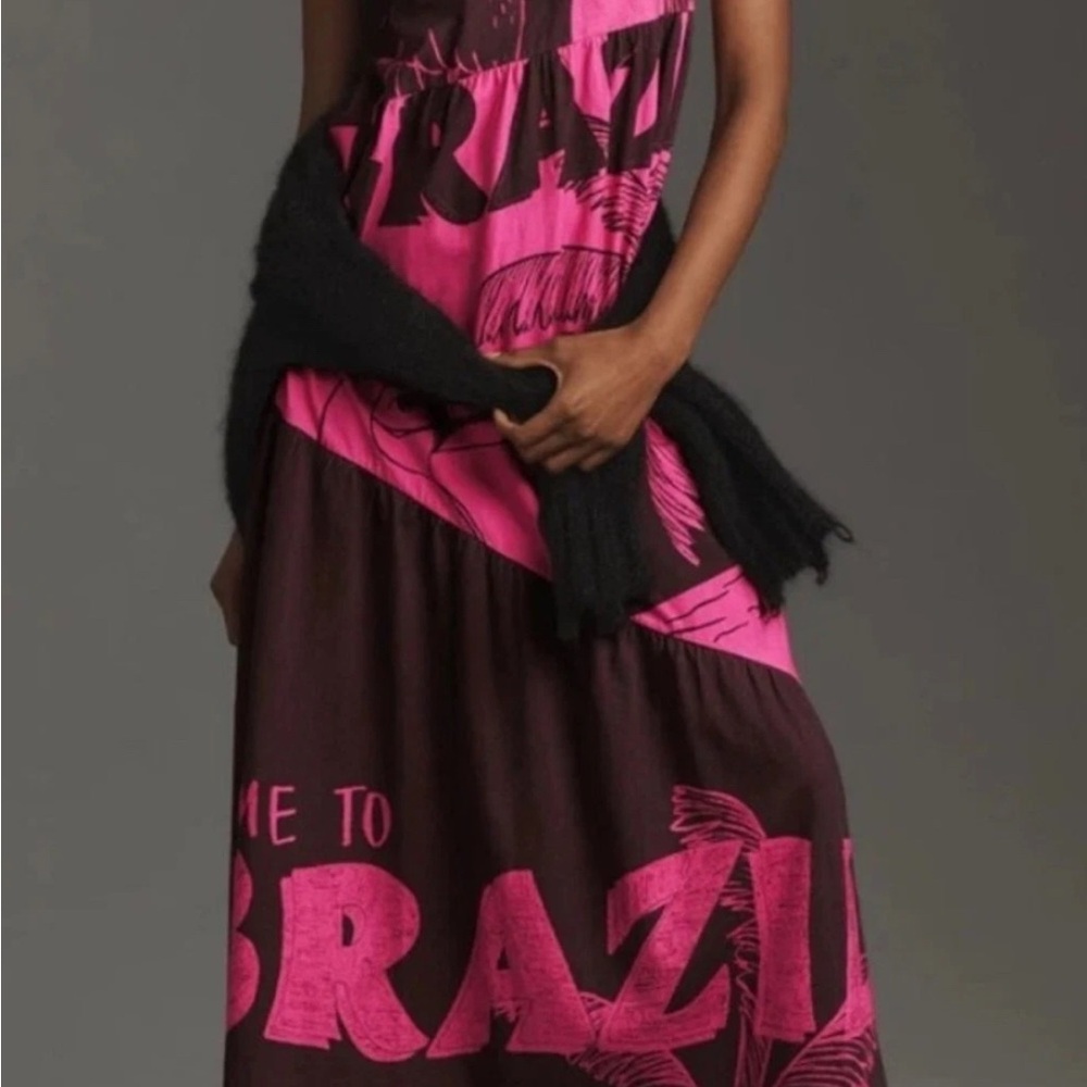 FARM Rio Pink and Brown Maxi Dress